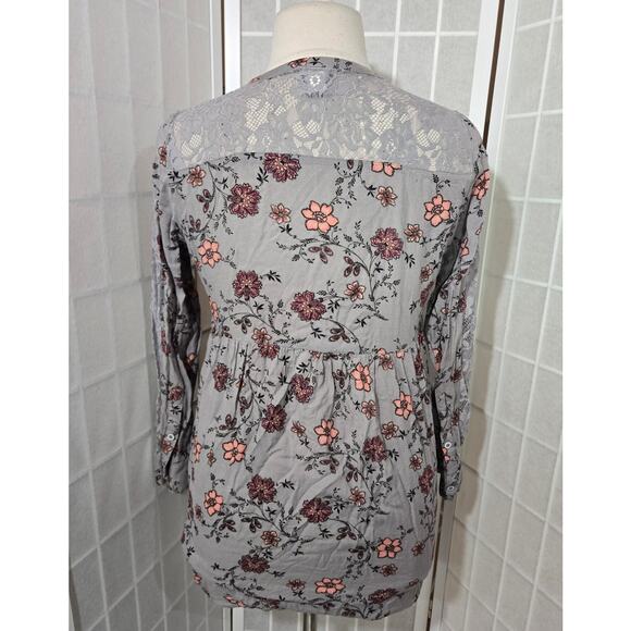 Torrid Floral Babydoll Lace Tunic Semi Blouse Shirt Top Hi Lo Size 00X (10) - Picture 11 of 15